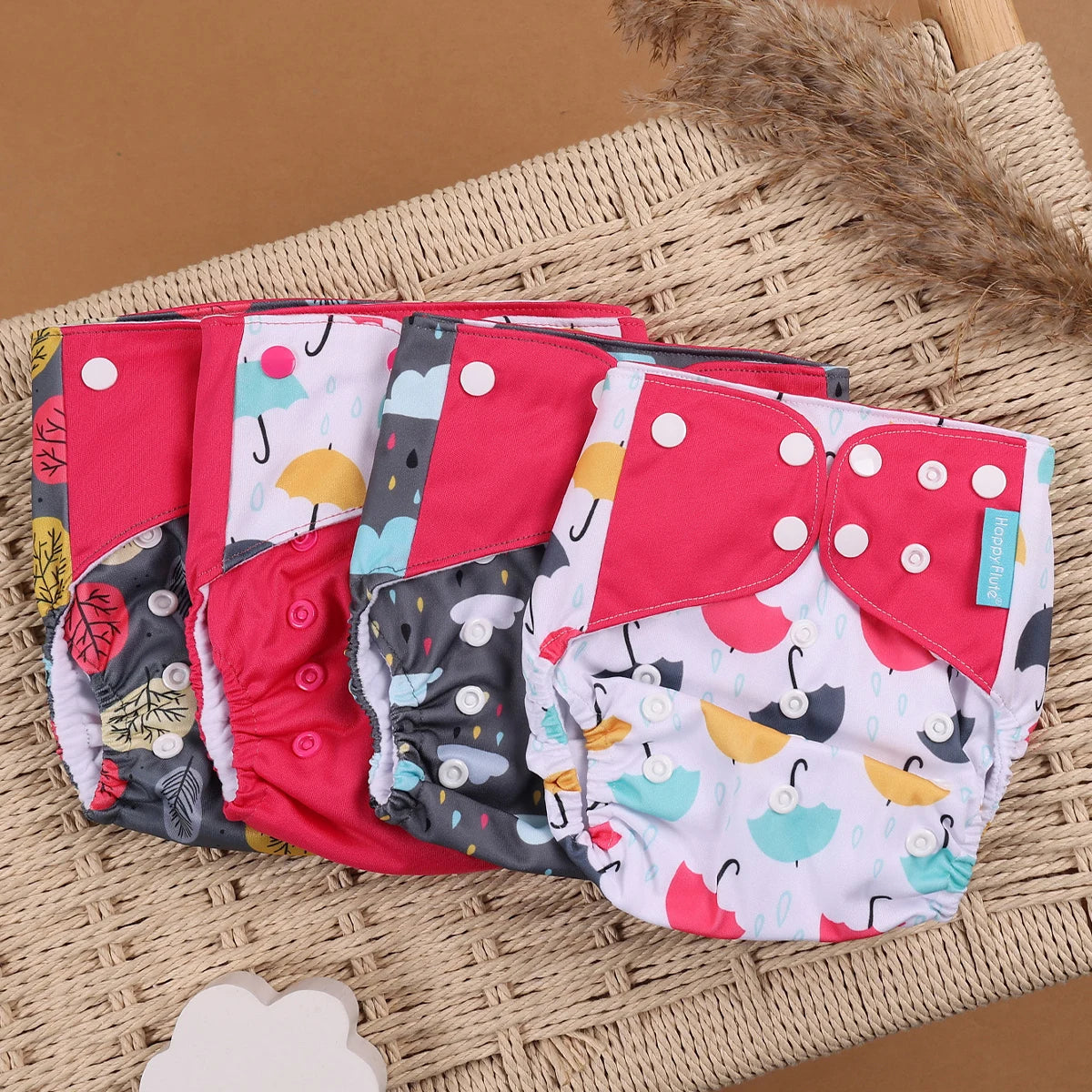 EcoBum | 4Pcs/Set Eco-Friendly Cloth Diapers