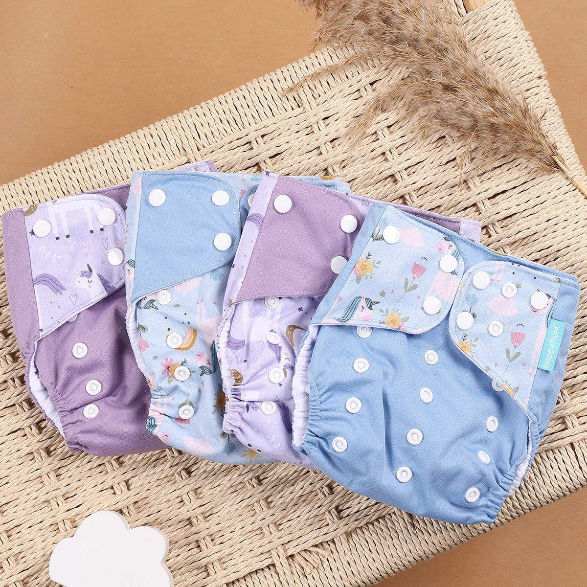 EcoBum | 4Pcs/Set Eco-Friendly Cloth Diapers