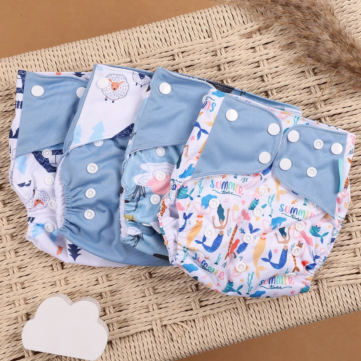 EcoBum | 4Pcs/Set Eco-Friendly Cloth Diapers